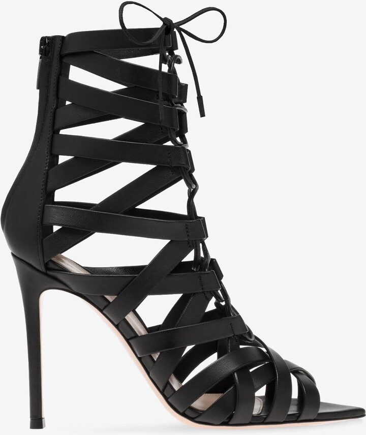 Gianvito Rossi Catherine 105 Caged Ankle Boots in Nappa Leather