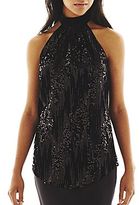 Thumbnail for your product : JCPenney Bisou Bisou® Sequined Draped-Back Halter Top
