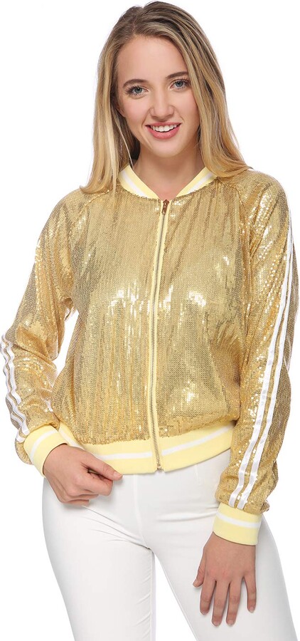gold sequin bomber jacket