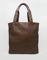 Thumbnail for your product : ASOS Tote Bag In Brown Faux Leather