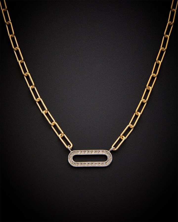 Italian Gold Over Silver 0.15 Ct. Tw. Diamond Necklace