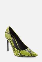 green snake print shoes