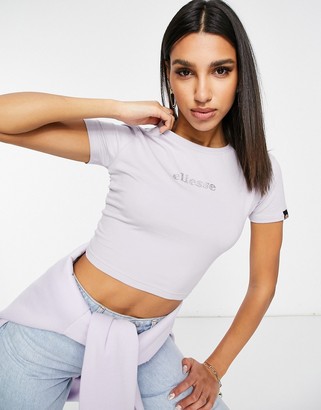 Ellesse crop top with crystal logo in lilac- exclusive to ASOS - ShopStyle