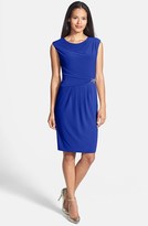 Thumbnail for your product : Ellen Tracy Side Gathered Crepe Sheath Dress