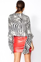 Thumbnail for your product : Studio Mouthy Zak Animal Print Tie Front Top