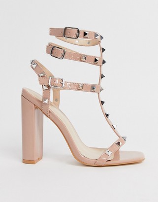 Public Desire Finally studded heeled sandal in blush