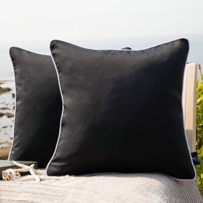 43cm Elmwood Silver Woven Piped Edge Sofa Cushion Covers,17" x 17" 43cm