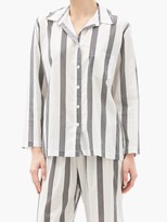 Thumbnail for your product : POUR LES FEMMES Striped Cotton-lawn Pyjamas - White Multi