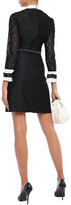 Thumbnail for your product : Sandro Pussy-bow Lace-paneled Crepe De Chine Mini Dress