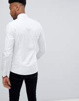 Thumbnail for your product : ASOS Design DESIGN Tall skinny twill shirt with collar bar in white
