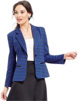 Thumbnail for your product : NY Collection Petite Striped Single-Button Blazer