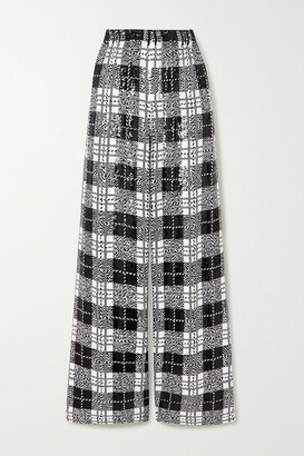 Balenciaga Checked Sequined Tulle Wide-leg Pants - Black