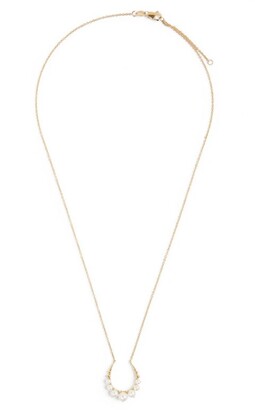 NOA mini Yellow Gold and Pearl Horseshoe Pendant Necklace
