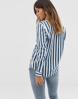 Thumbnail for your product : Noisy May oversized denim stripe shirt-Blue
