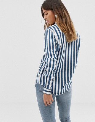 Noisy May oversized denim stripe shirt-Blue