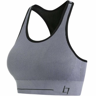FITTIN Racerback Sports Bra for Women- Padded Seamless Activewear Bras for Yoga Gym Workout Fitness Grey