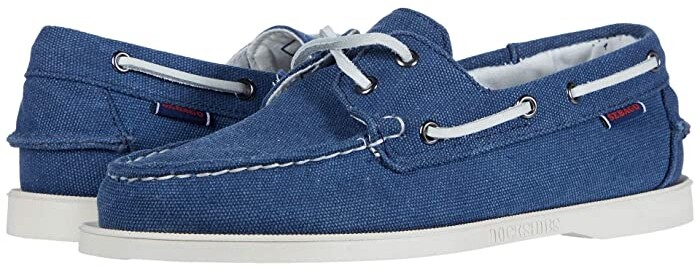 blue canvas boat shoes