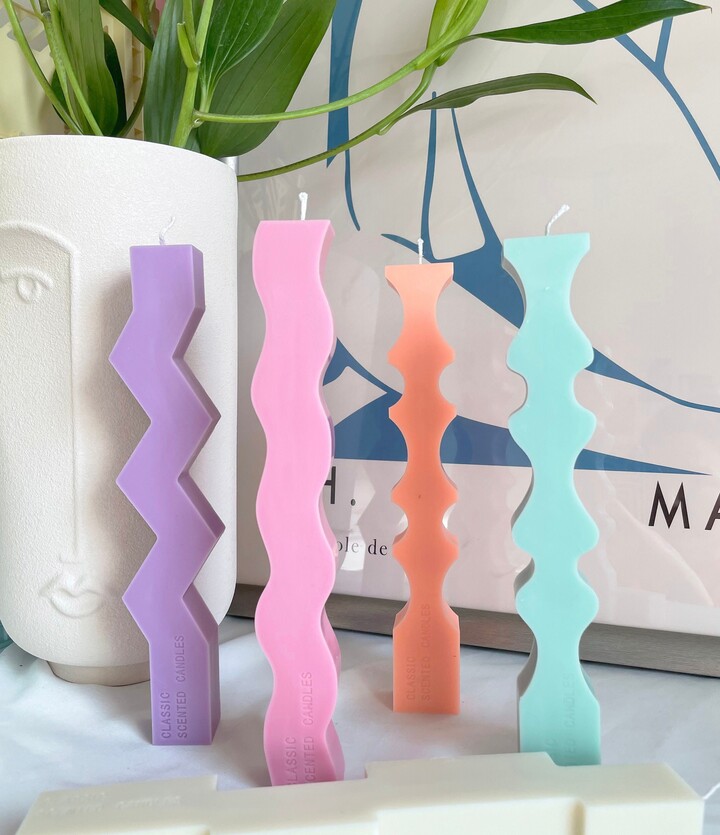 Etsy Wavy Pillar Soy Candle Pastel Sculptural Home Decor
