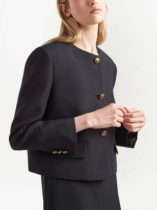 Prada Single-Breasted Tricotine Jacket - ShopStyle Blazers