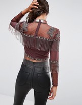 Thumbnail for your product : ASOS Trophy Embellished Fringed Top