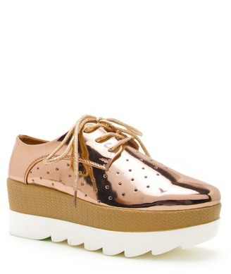 Qupid Showdown Perforated Lace-Up Platform Oxford