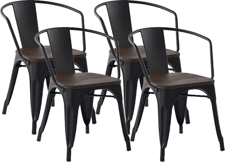 FurniutreR Metal Slat Back Stacking Arm Dining Chair ShopStyle