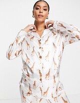 Thumbnail for your product : NIGHT Maternity Satin giraffe print pajama pants and top set