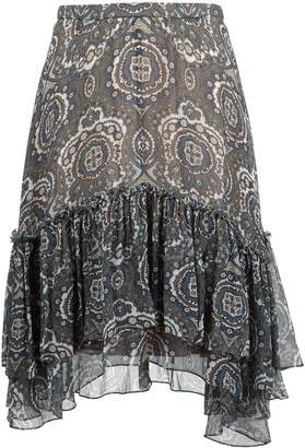 Chloé tile print ruffled skirt