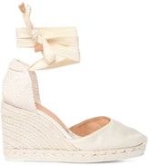 white ankle wrap wedges
