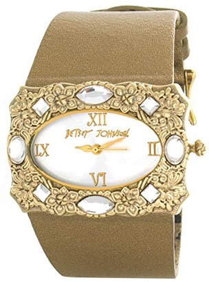 Betsey Johnson Women's BJ2012 Gold-Tone Metallic Leather Watch