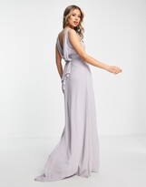 Thumbnail for your product : TFNC Bridesmaid high neck and draped back maxi dress in gray