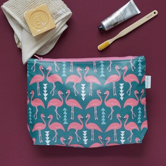 Rosa & Clara Designs - Flamingo Flourish Wash Bag Mint, Large
