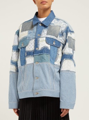 Junya Watanabe Patchwork Denim And Lace Jacket - Blue Multi