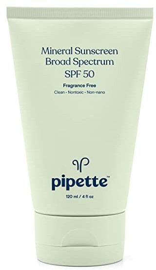 Pipette Mineral Sunscreen - SPF 50 Broad Spectrum Baby Sunblock with Non-Nano Zinc, UVB/UVA Non-Toxic Sun Protection for Kids & Sensitive Skin, 4 fl oz