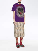 Thumbnail for your product : Gucci Silk skirt with Web kisses print