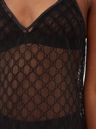 Gucci GG-jacquard Mesh Slip Dress - Black