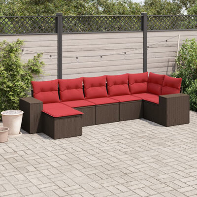 VidaXL 8 Piece Patio Sofa Set With Cushions Black Poly Rattan