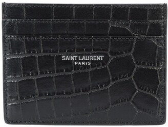 Saint Laurent Crocodile-Embossed Leather Cardholder