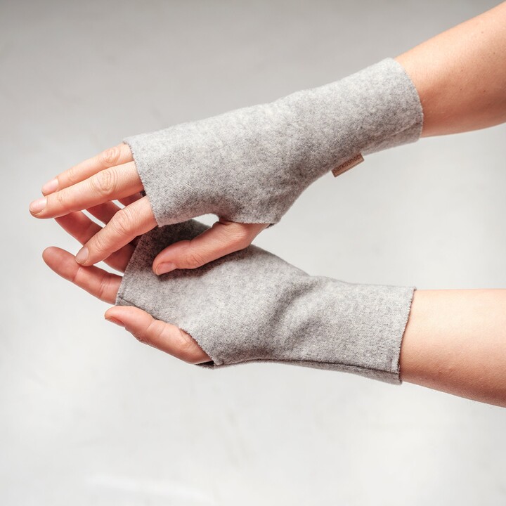 Fingerless Wool Gloves, Hand Warmers Arms Texting Glows, Herringbone, Wrist Warmers, Grey Rustic, Steampunk, Celtic, Folk Style