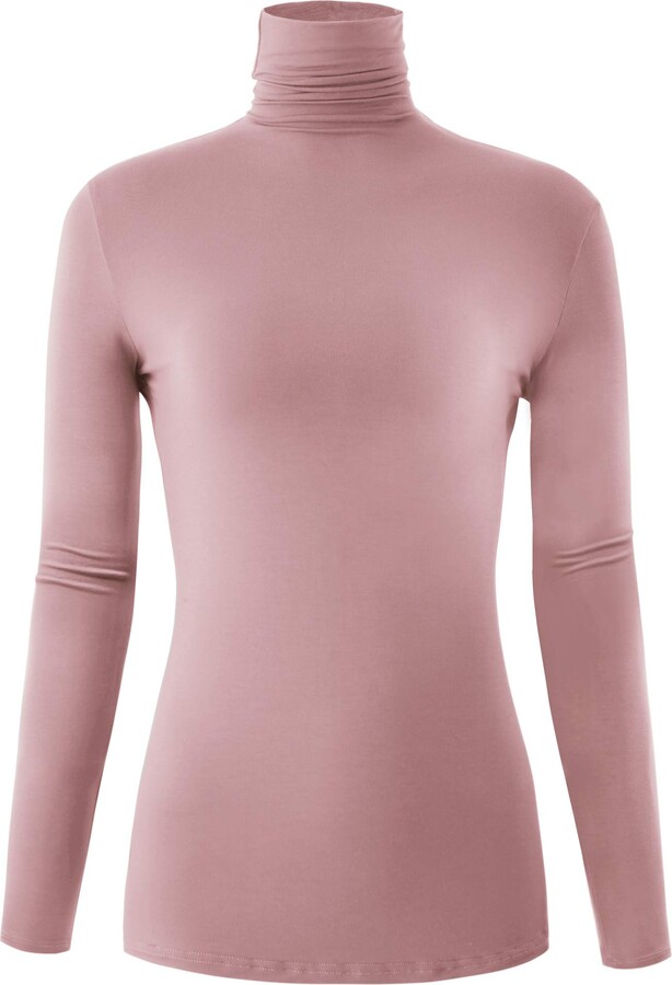 Womens Turtleneck Long Sleeve Shirts Slim Fitted Soft Lightweight Casual  Active Layer Thermal Underwear Tops