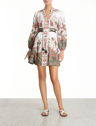 Zimmermann empire batik linen short dress Clearance