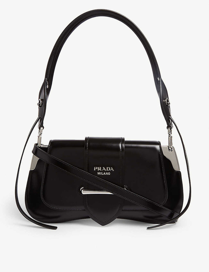 Prada Logo leather shoulder bag ShopStyle Clutches