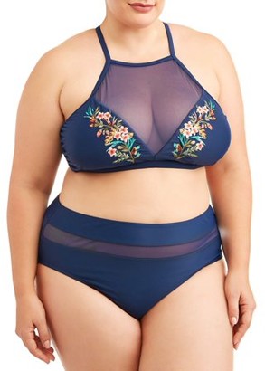women's plus size high neck swimwear