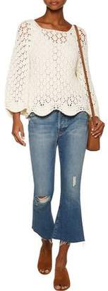 MiH Jeans Scalloped Crochet-Knit Cotton And Linen-Blend Sweater