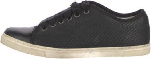 Lanvin Leather Low Top Sneakers Black Round-Toes Lace-Up Closure at Uppers Unfortunately, due to restrictions, this item may not be eligible for shipping in all areas. | Lanvin Leather Sneakers in Black, Women's IT 38 | 8