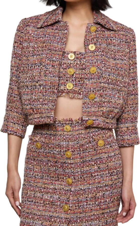L'Agence Jia Crop 3/4 Sleeve Jacket In Multicolor