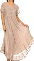 Thumbnail for your product : Sakkas 16603 - Egan Long Embroide Caftan Dress/Cover Up With Embroide Cap Sleeves - OS