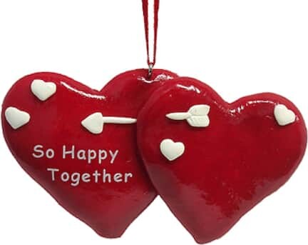 Roman 4.25" Red & White So Happy Together Hearts Valentine's Day Ornaments