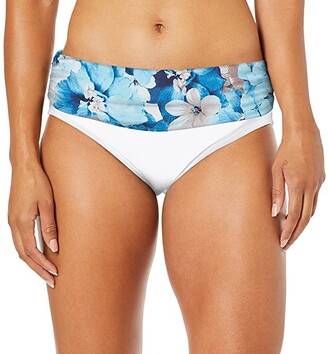 Calvin Klein Women's Solid Fold Over Waistband Full Bikini Bottom Swimsuit