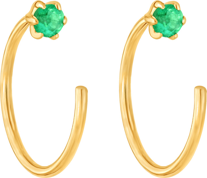 La Kaiser Solid Gold Emerald Mini Emerald Ear Huggers
